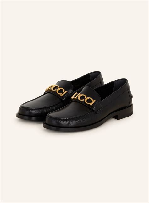 gucci quentin nero leather loafers|Gucci fringe loafer.